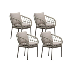 Dakota dining tuinstoel set van 4 | touw + aluminium | beige