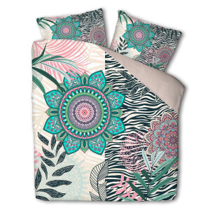 Dekbedovertrek Smiling Serenade - Eenpersoons (140x200 cm) - Meerkleurig Polyester-katoen - Dessin: Patroon - Luna Bedding - Dekbed-Discounter.nl