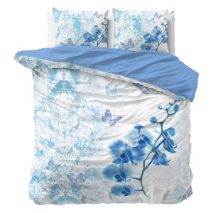 Dekbedovertrek Dream Orchid - Lits-Jumeaux (240x220 cm) - Turquoise Polyester-katoen - Dessin: Bloemen, Romantisch - Sleeptime Essentials -