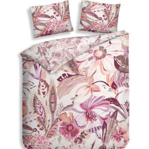Dekbedovertrek Kina - Tweepersoons (200x200 cm) - Wit Katoen-satijn - Dessin: Bloemen - Heckett Lane - Dekbed-Discounter.nl