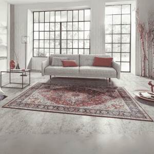 Vintage Vloerkleed Anthea - Rood/Blauw maat: 290x200cm - materiaal: Polypropyleen - Dekbed-Discounter.nl