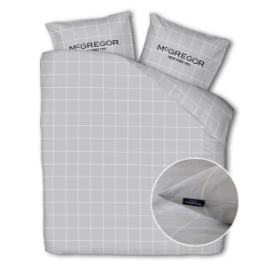 Dekbedovertrek McGregor - Eenpersoons (140x240 cm) - Grijs Flanel - Dessin: Ruiten - McGregor - Dekbed-Discounter.nl