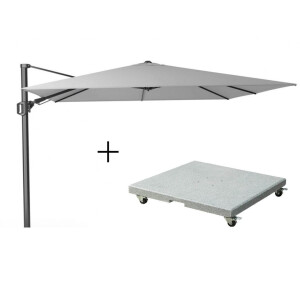 Challenger T² zweefparasol | 300x300cm met Salerno parasolvoet 90kg | Light Grey