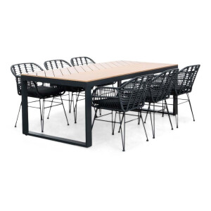 Kampa Natural/Napels dining tuinset | 6 personen | polywood + wicker | 210cm