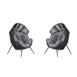 Cozy loungestoel tuin set van 2 | staal | antraciet