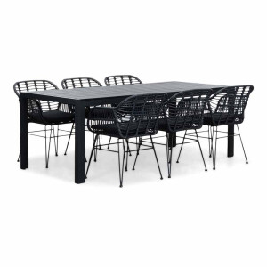 Manchester/Napels dining tuinset | 6 personen | aluminium + wicker | 205cm