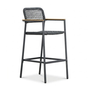 Denver dining barstoel | touw + aluminium | antraciet