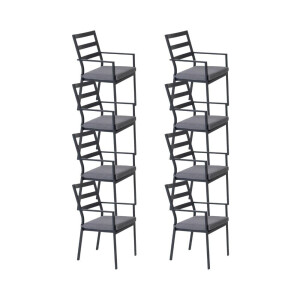 Cadiz dining tuinstoel set van 8 stapelbaar | aluminium | antraciet