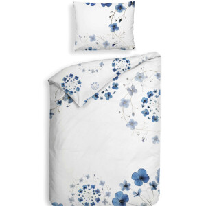 Dekbedovertrek Zoe - Tweepersoons (200x220 cm) - Wit Katoen-satijn - Dessin: Bloemen - Heckett Lane - Dekbed-Discounter.nl