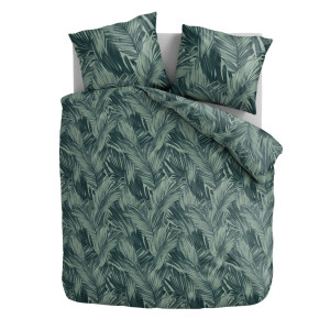 Dekbedovertrek Vintage Palm - Lits-Jumeaux (240x220 cm) - Groen Microvezel - Dessin: - Luna Bedding - Dekbed-Discounter.nl