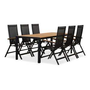 Manchester Natural/Norali antraciet dining tuinset | 6 personen | polywood + textileen | 205cm