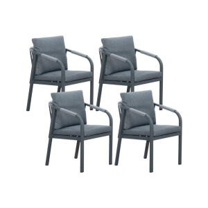 Calgary dining tuinstoel set van 4 | touw + aluminium | antraciet