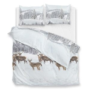 Flanellen Dekbedovertrek Cervo - (x240 cm) - Wit - Dessin: Dieren - Zo!Home - Dekbed-Discounter.nl