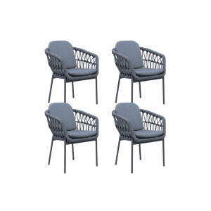 Femke dining tuinstoel set van 4 | touw + aluminium | antraciet