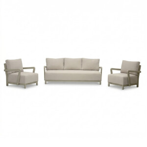 Amalfi stoel-bank loungeset 5 personen | aluminium + polywood | beige | 3-delig