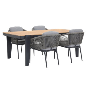 Vigo/Savanna dining tuinset | 4 personen | teakhout + touw | 200cm