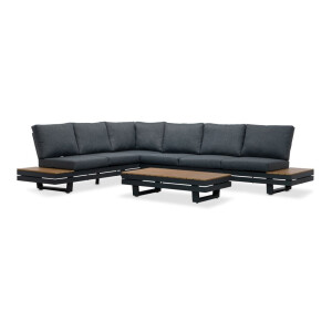 Vegas hoek loungeset-links 6 personen incl. tafel | aluminium + polywood | antraciet | 5-delig