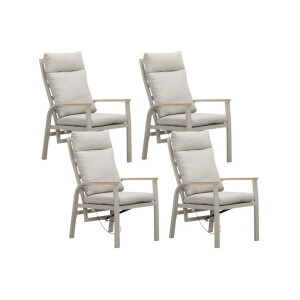 Annecy dining tuinstoel set van 4 | aluminium + teakhout | beige
