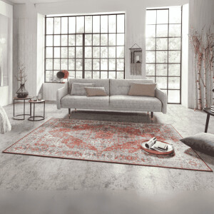 Vintage Vloerkleed Sylla - Rood/Meerkleurig maat: 200x80cm - materiaal: Polypropyleen - Dekbed-Discounter.nl