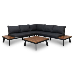 New York hoek loungeset 5 personen | aluminium + hardhout | Light Teaklook | 4-delig - 248x248cm