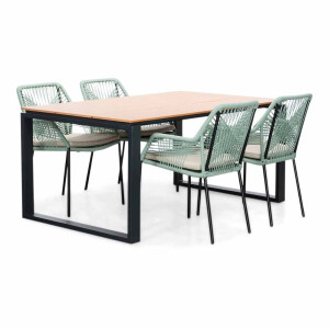 Helsinki Natural/Seville mint dining tuinset | 4 personen | polywood + touw | 160cm