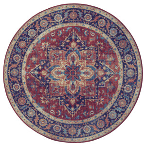 Vintage Vloerkleed Anthea Rond - Rood/Blauw maat: xcm - materiaal: Polypropyleen - Dekbed-Discounter.nl