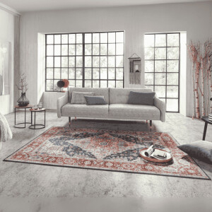 Vintage Vloerkleed Sylla - Rood/Blauw maat: 290x200cm - materiaal: Polypropyleen - Dekbed-Discounter.nl