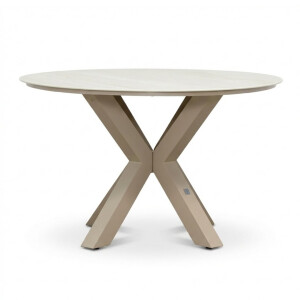 Calma dining tuintafel 4 personen | sintered stone + aluminium | Marble Latte | 120cm rond