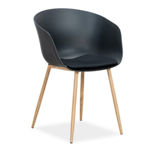 Rikki dining tuinstoel | kunststof | zwart + houtlook