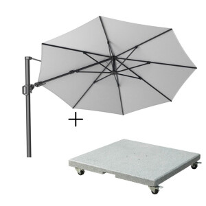 Challenger T² zweefparasol | Ø350cm rond met Salerno parasolvoet 90kg | wit