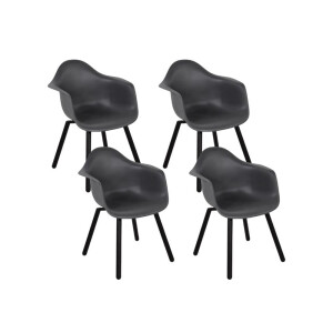 Montreux dining tuinstoel set van 4 | kunststof + staal | antraciet