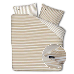 Flanellen Dekbedovertrek McGregor - Lits-Jumeaux (240x240 cm) - Beige - Dessin: Strepen - McGregor - Dekbed-Discounter.nl