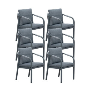 Calgary dining tuinstoel set van 6 | touw + aluminium | antraciet