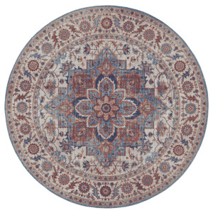 Vintage Vloerkleed Anthea Rond - Creme/Blauw maat: xcm - materiaal: Polypropyleen - Dekbed-Discounter.nl