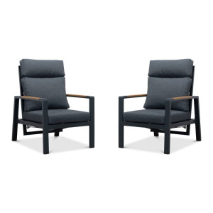 Manhattan loungestoel tuin set van 2 | aluminium + polywood | antraciet