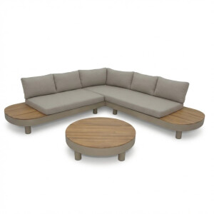 California hoek loungeset 5 personen | aluminium + hardhout | beige | 4-delig