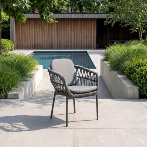 Oxford/Femke antraciet dining tuinset | 6 personen | aluminium + touw | 200cm
