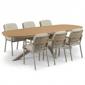 Texas/Montana beige dining tuinset | 6 personen | polywood + aluminium | 260cm Deens ovaal
