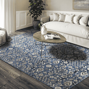 Vloerkleed Ernest - Blauw/Creme maat: 170x120cm - materiaal: Polypropyleen - Dekbed-Discounter.nl