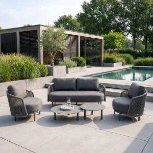 Orly stoel-bank loungeset 4 personen | aluminium | antraciet | 5-delig