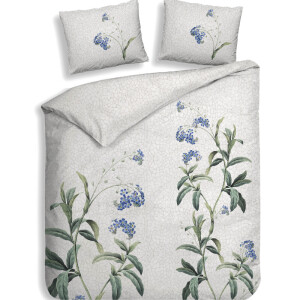 Dekbedovertrek Lacie - Lits-Jumeaux (240x220 cm) - Grijs Katoen-satijn - Dessin: Bloemen - Heckett Lane - Dekbed-Discounter.nl