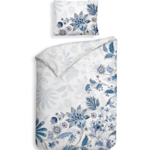 Dekbedovertrek Asia - Lits-Jumeaux XL (260x220 cm) - Wit Katoen-satijn - Dessin: Bloemen - Heckett Lane - Dekbed-Discounter.nl