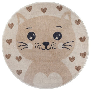 Vloerkleed Kids Kitty Creme - Hanse Home Adventures - Rond - Dekbed-Discounter.nl