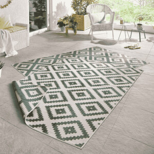 Dubbelzijdig Buitenkleed Malta - Groen/Creme maat: 250x80cm - materiaal: Polypropyleen - Dekbed-Discounter.nl