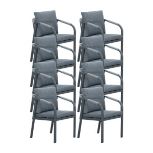 Calgary dining tuinstoel set van 8 | touw + aluminium | antraciet