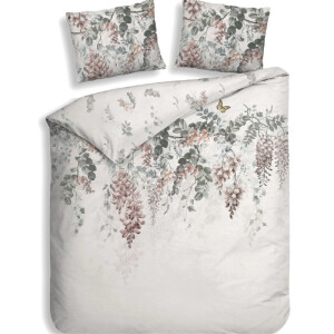 Dekbedovertrek Nina - Lits-Jumeaux (240x220 cm) - Wit Katoen-satijn - Dessin: Bloemen - Heckett Lane - Dekbed-Discounter.nl