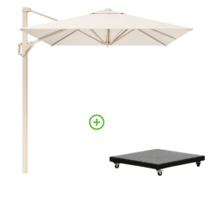 Voyager T¹ zweefparasol | 250x250cm met Monza parasolvoet 90kg | Ivory/Sandstone