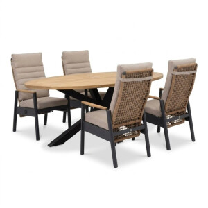 Cleve/Boston dining tuinset | 4 personen | teakhout + aluminium | 200cm ovaal