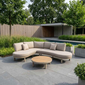 Washington hoek loungeset 5 personen | aluminium + hardhout | beige | 4-delig - 259x195cm