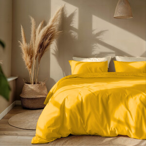Dekbedovertrek Percale - Lits-Jumeaux (240x220 cm) - Okergeel Percale katoen - Dessin: Effen - Presence - Dekbed-Discounter.nl
